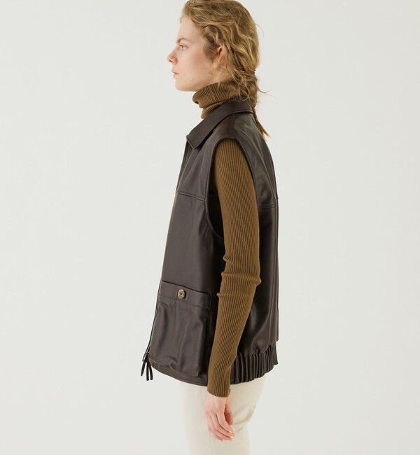 GALERIE VIE「ラムレザー スリーブレスブルゾン」|ブルゾン・スタジャン|