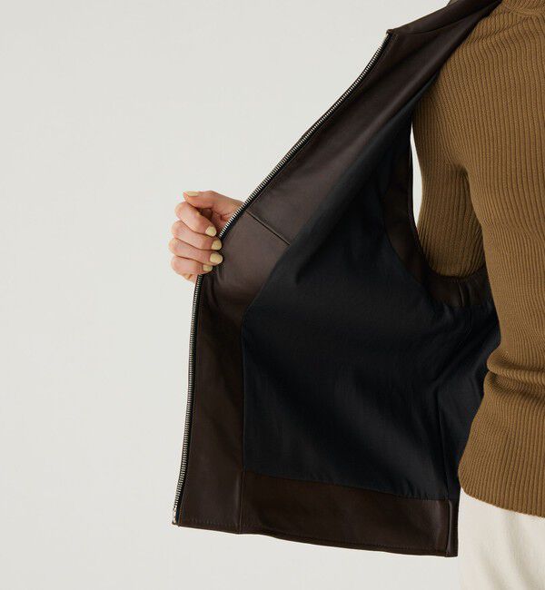 GALERIE VIE「ラムレザー スリーブレスブルゾン」|ブルゾン・スタジャン|