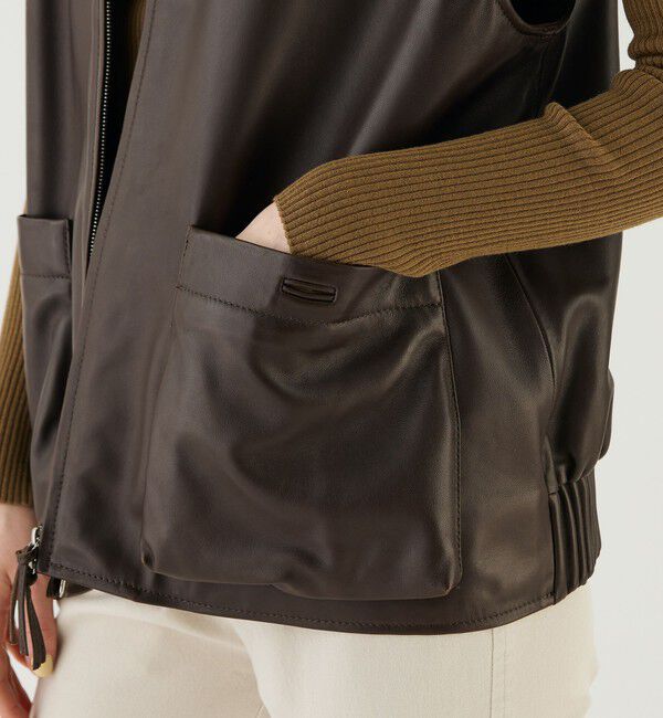 GALERIE VIE「ラムレザー スリーブレスブルゾン」|ブルゾン・スタジャン|