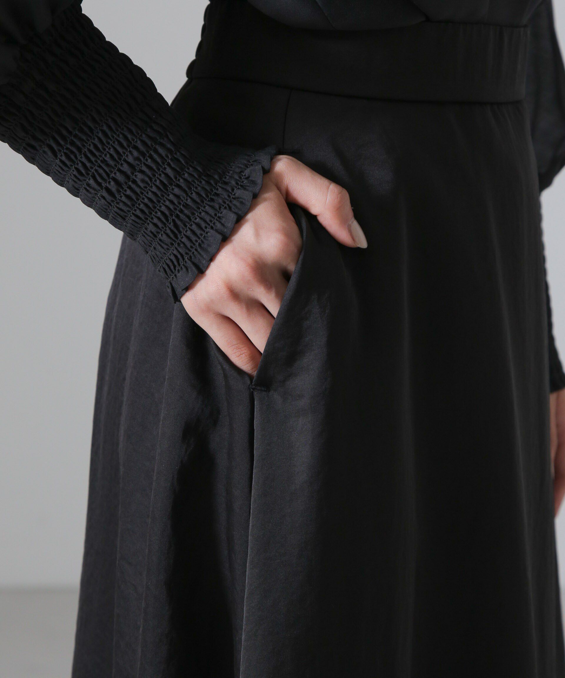 nano･universe「ヴィンテージサテンフレアロングスカート(セットアップ可)」|スカート|