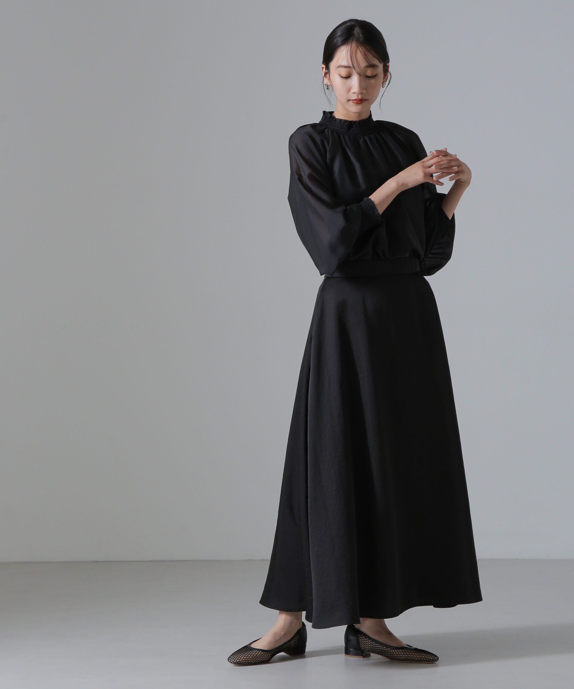 nano･universe「ヴィンテージサテンフレアロングスカート(セットアップ可)」|スカート|