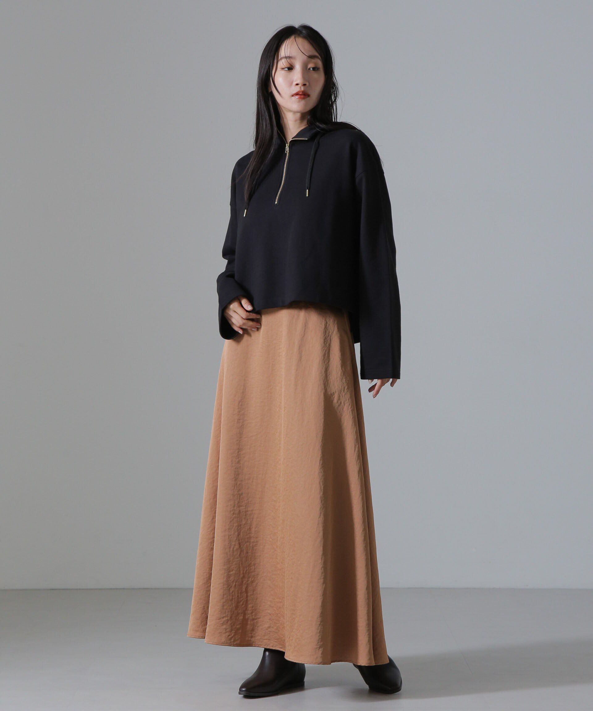 nano･universe「ヴィンテージサテンフレアロングスカート(セットアップ可)」|スカート|