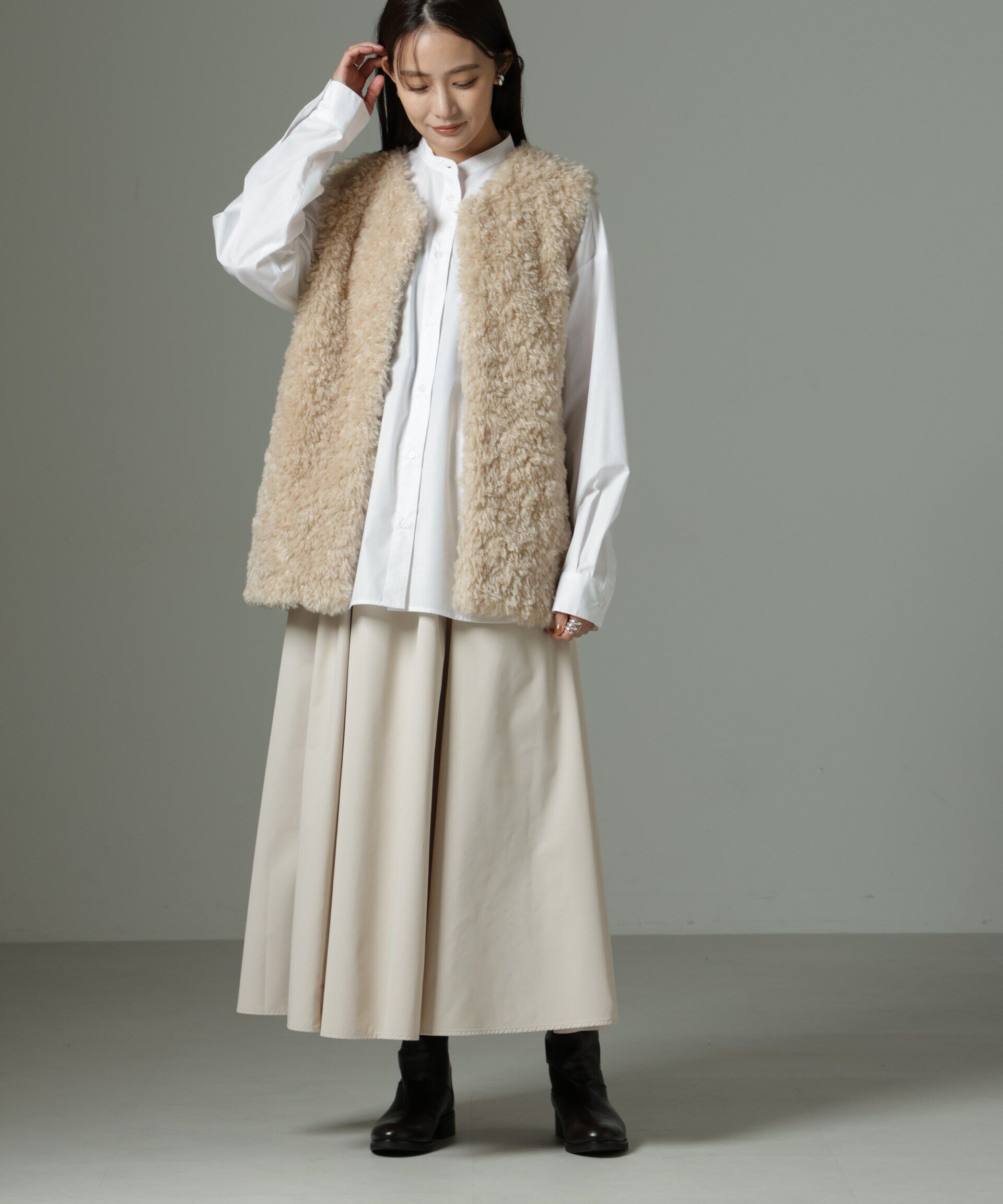 nano･universe「ウェストゴムギャザースカート」|スカート|