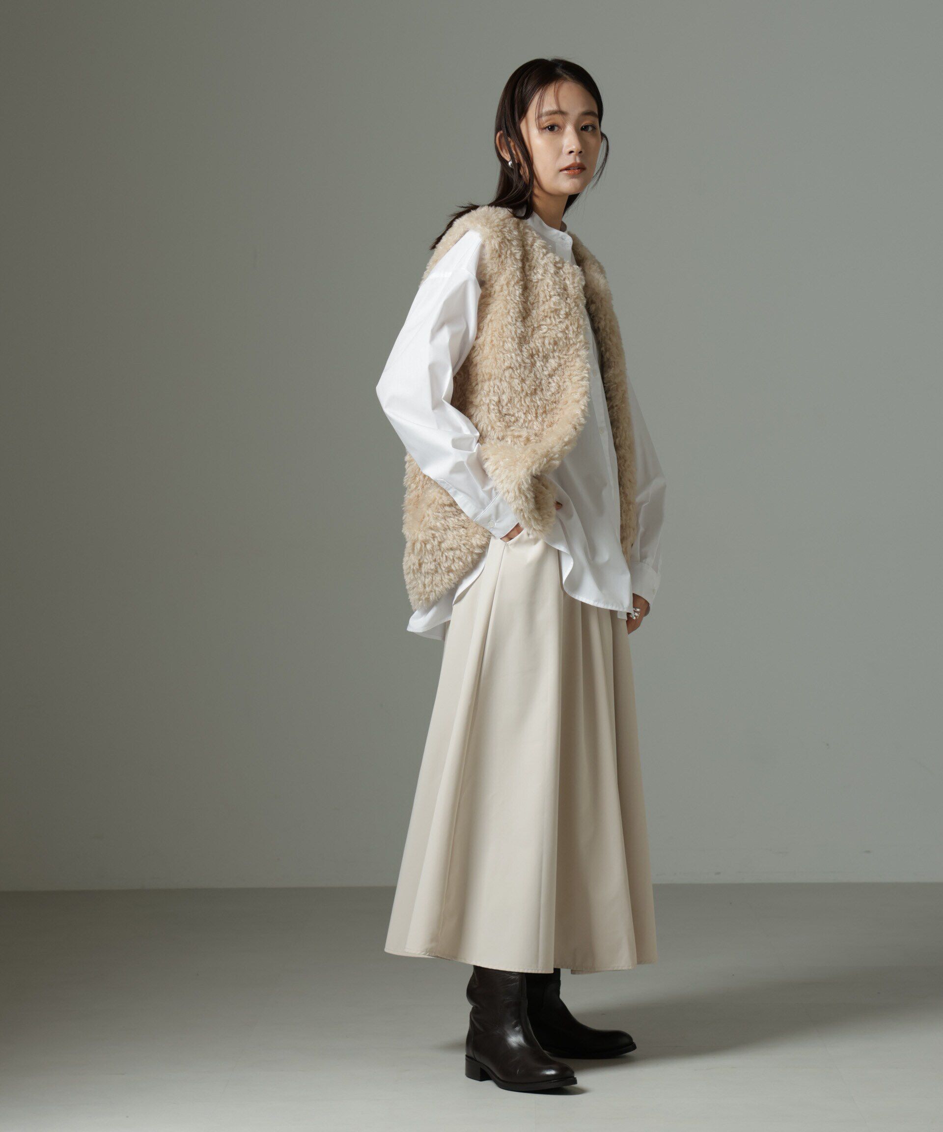 nano･universe「ウェストゴムギャザースカート」|スカート|