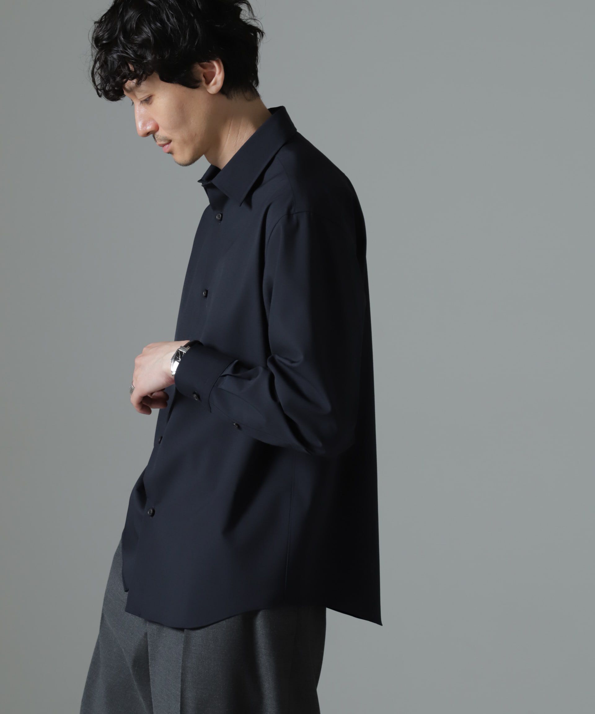 nano･universe「ウールブレンドウォッシャブルセミワイドカラーシャツ」|シャツ・ブラウス|