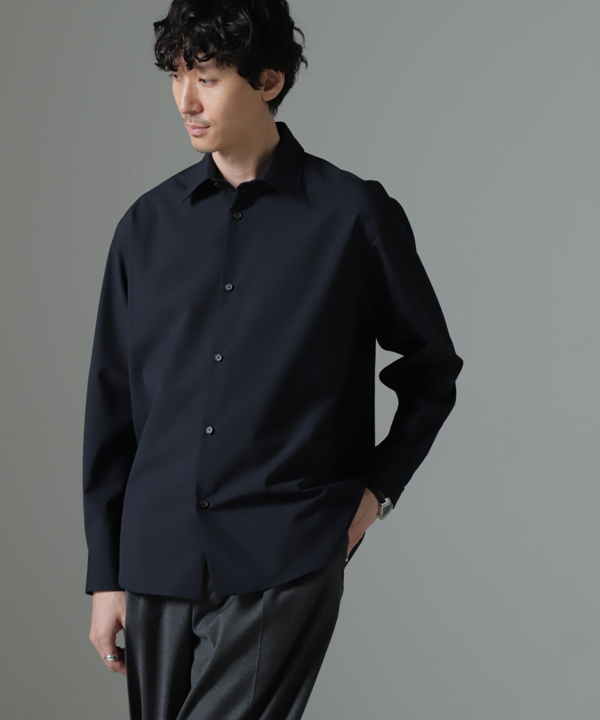 nano･universe「ウールブレンドウォッシャブルセミワイドカラーシャツ」|シャツ・ブラウス|