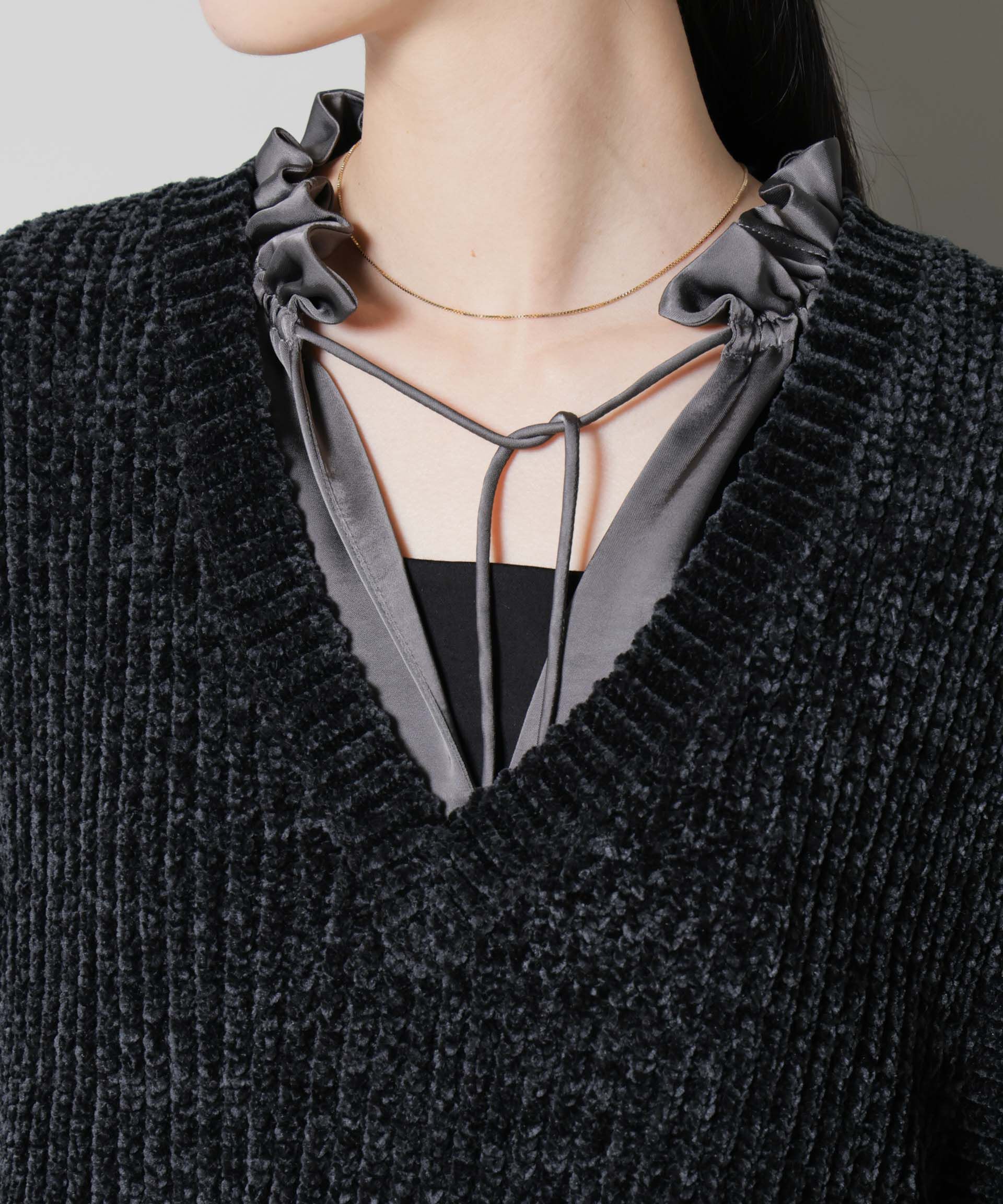 nano･universe「ベロアモールVネックニットベスト」|ニット・セーター|