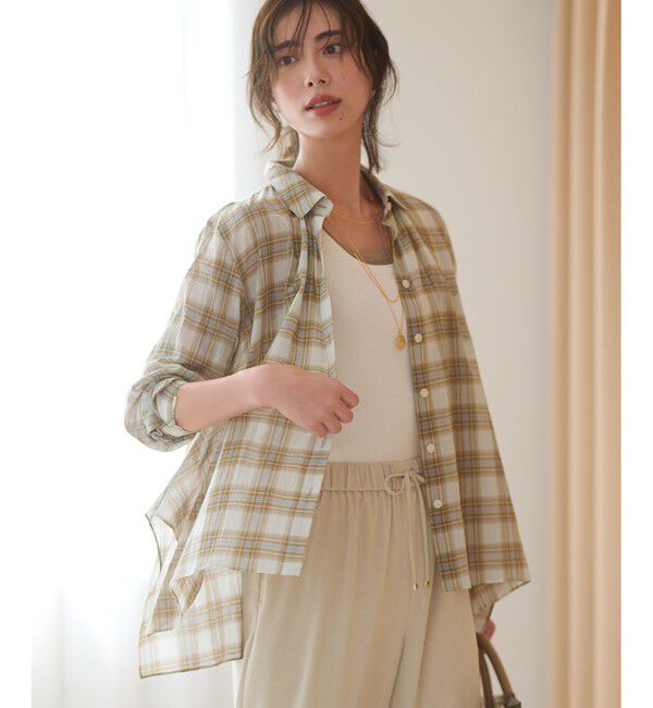 23区「【WEB&一部店舗限定】シアーコットン チェック シャツ」|シャツ・ブラウス|ﾍﾞｰｼﾞｭ