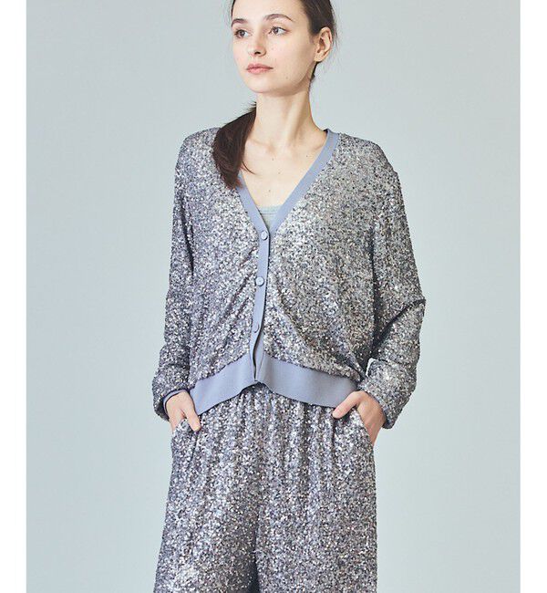 Grace Class「スパンコールニットカーディガン」|カーディガン|グレー