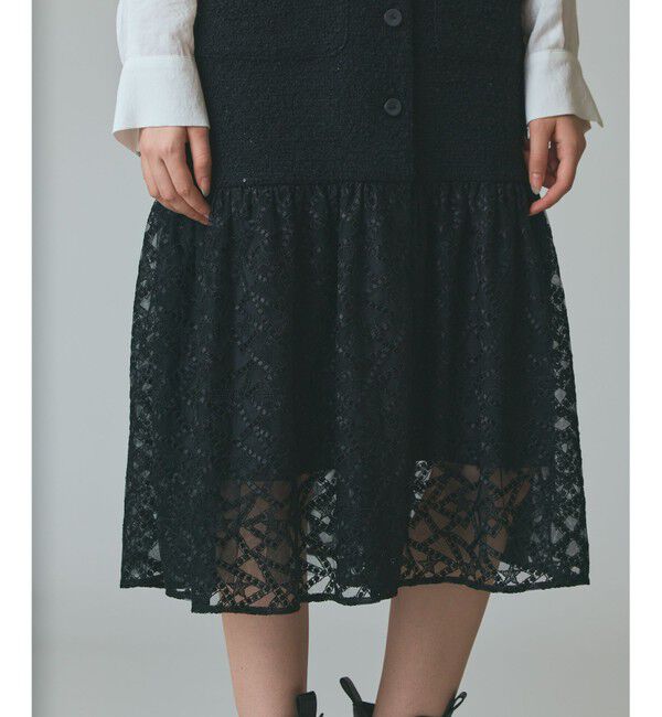 Grace Class「チュールコンビツイードワンピース」|ワンピース|