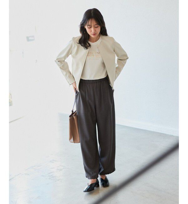 Rope&rsquo;Picnic「【花粉ガード】シンセティックレザーノーカラージャケット」|ノーカラージャケット|