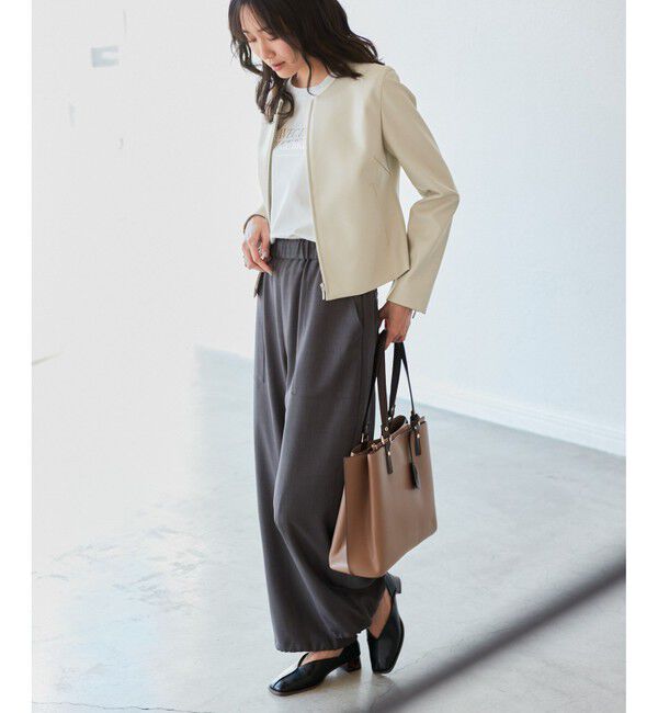 Rope&rsquo;Picnic「【花粉ガード】シンセティックレザーノーカラージャケット」|ノーカラージャケット|