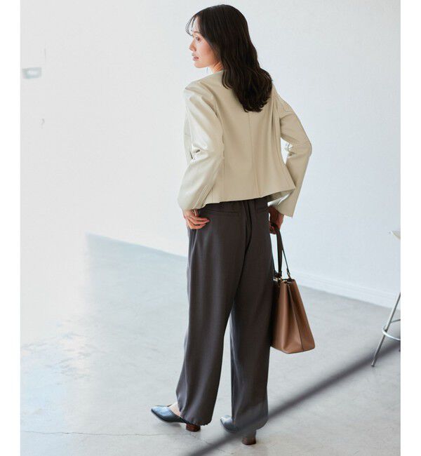 Rope&rsquo;Picnic「【花粉ガード】シンセティックレザーノーカラージャケット」|ノーカラージャケット|