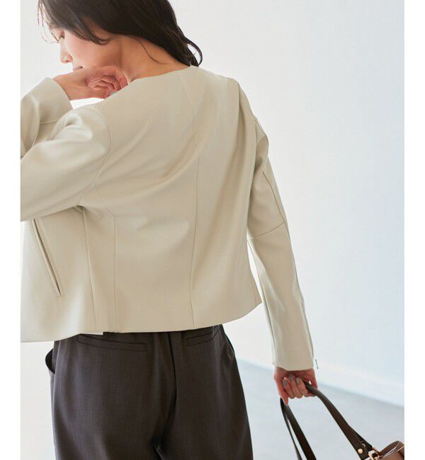 Rope&rsquo;Picnic「【花粉ガード】シンセティックレザーノーカラージャケット」|ノーカラージャケット|