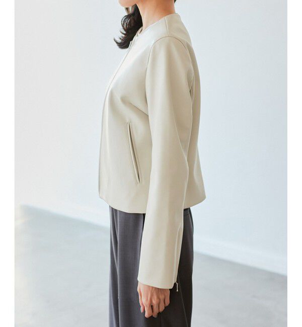 Rope&rsquo;Picnic「【花粉ガード】シンセティックレザーノーカラージャケット」|ノーカラージャケット|