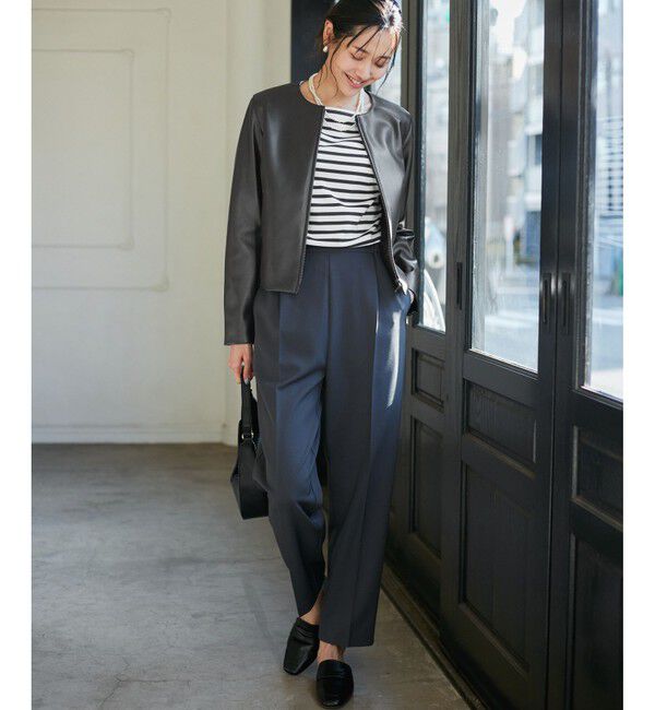 Rope&rsquo;Picnic「【花粉ガード】シンセティックレザーノーカラージャケット」|ノーカラージャケット|