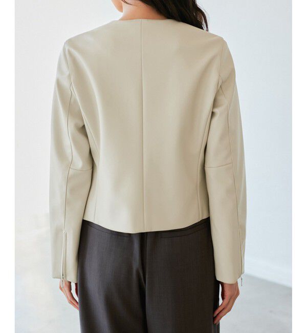 Rope&rsquo;Picnic「【花粉ガード】シンセティックレザーノーカラージャケット」|ノーカラージャケット|