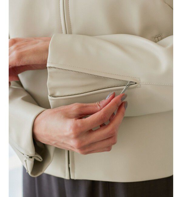 Rope&rsquo;Picnic「【花粉ガード】シンセティックレザーノーカラージャケット」|ノーカラージャケット|