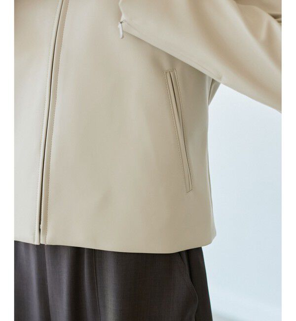 Rope&rsquo;Picnic「【花粉ガード】シンセティックレザーノーカラージャケット」|ノーカラージャケット|