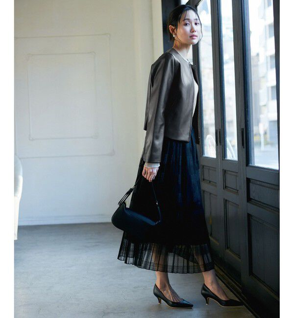 Rope&rsquo;Picnic「【花粉ガード】シンセティックレザーノーカラージャケット」|ノーカラージャケット|