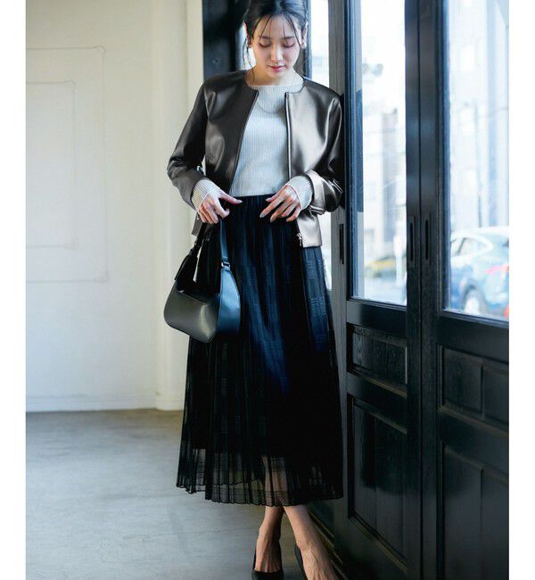 Rope&rsquo;Picnic「【花粉ガード】シンセティックレザーノーカラージャケット」|ノーカラージャケット|