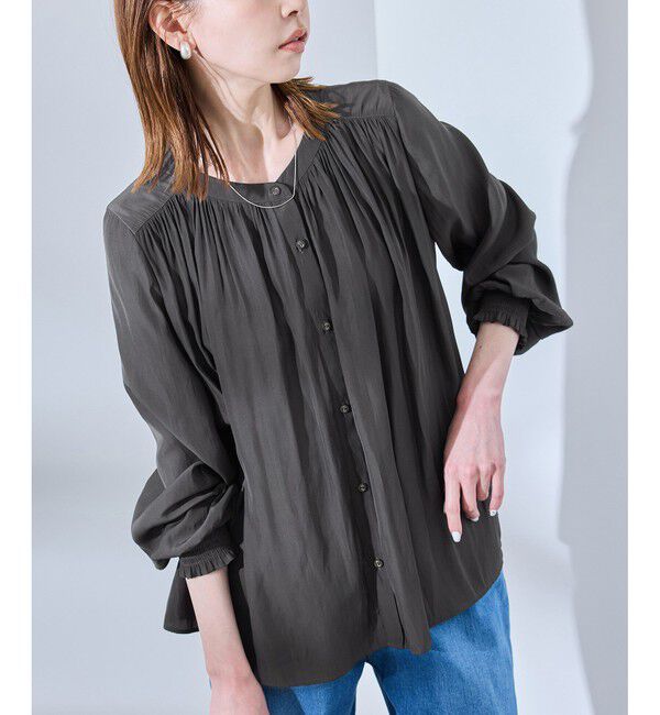 Rope&rsquo;Picnic「割繊ギャザーブラウス」|シャツ・ブラウス|