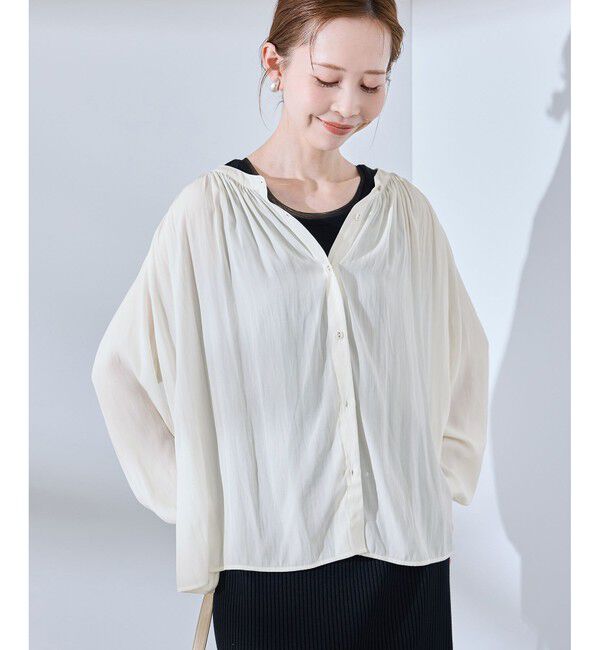 Rope&rsquo;Picnic「割繊ギャザーブラウス」|シャツ・ブラウス|