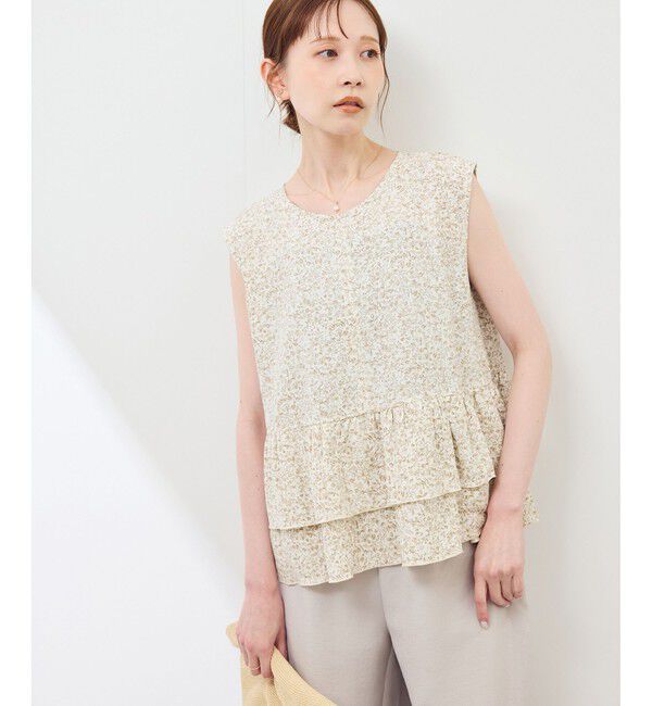 Rope&rsquo;Picnic「小花柄ティアードゼロスリーブブラウス」|シャツ・ブラウス|