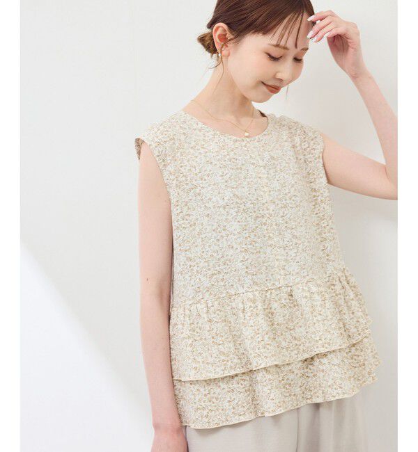 Rope&rsquo;Picnic「小花柄ティアードゼロスリーブブラウス」|シャツ・ブラウス|