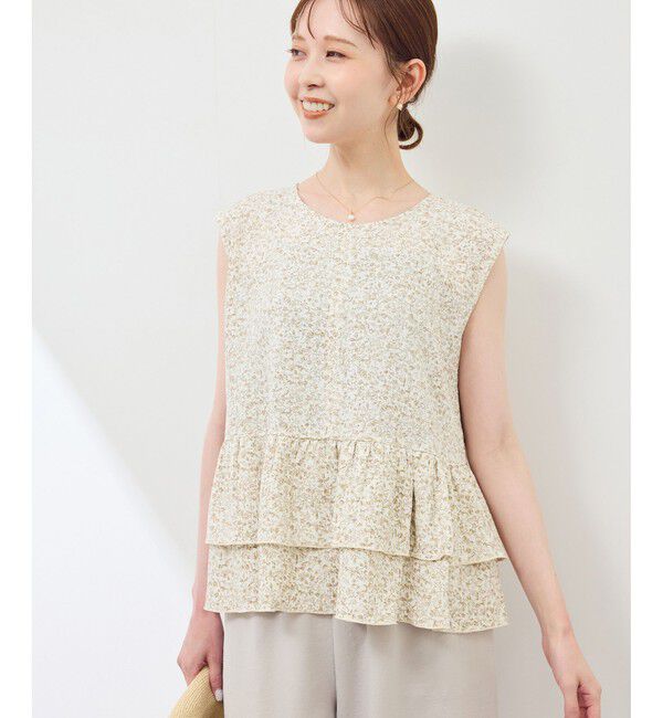 Rope&rsquo;Picnic「小花柄ティアードゼロスリーブブラウス」|シャツ・ブラウス|