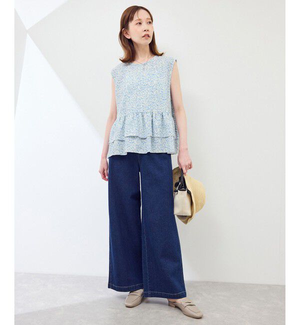 Rope&rsquo;Picnic「小花柄ティアードゼロスリーブブラウス」|シャツ・ブラウス|