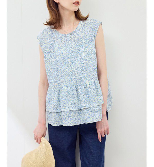 Rope&rsquo;Picnic「小花柄ティアードゼロスリーブブラウス」|シャツ・ブラウス|