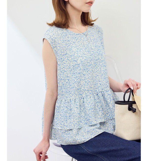 Rope&rsquo;Picnic「小花柄ティアードゼロスリーブブラウス」|シャツ・ブラウス|