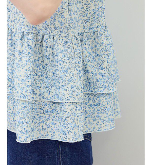 Rope&rsquo;Picnic「小花柄ティアードゼロスリーブブラウス」|シャツ・ブラウス|