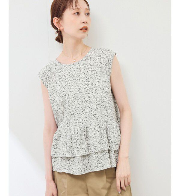 Rope&rsquo;Picnic「小花柄ティアードゼロスリーブブラウス」|シャツ・ブラウス|