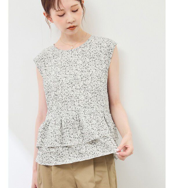Rope&rsquo;Picnic「小花柄ティアードゼロスリーブブラウス」|シャツ・ブラウス|