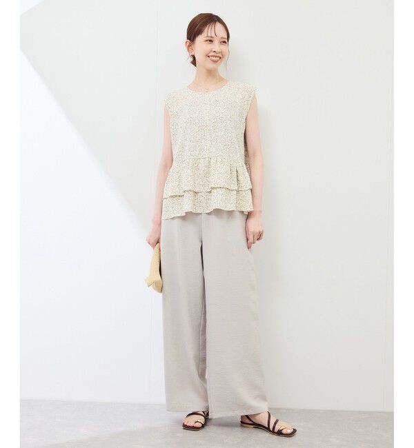 Rope&rsquo;Picnic「小花柄ティアードゼロスリーブブラウス」|シャツ・ブラウス|