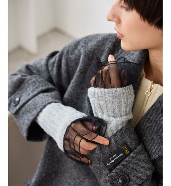 ROPE PICNIC PASSAGE「フリル付ハンドウォーマー」|手袋|グレー(07)