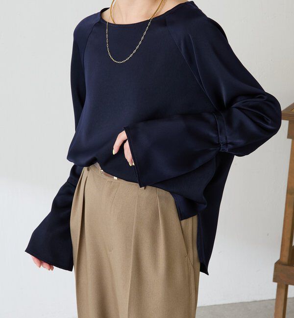  「袖フレアサテンブラウス」|シャツ・ブラウス|