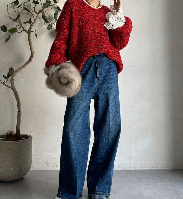  「MIXヤーンVネックプルオーバー」|ニット・セーター|