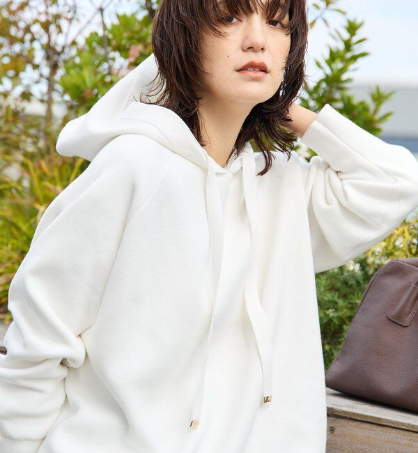  「【ロングシーズン活躍】スエットライクフーディニット」|ニット・セーター|