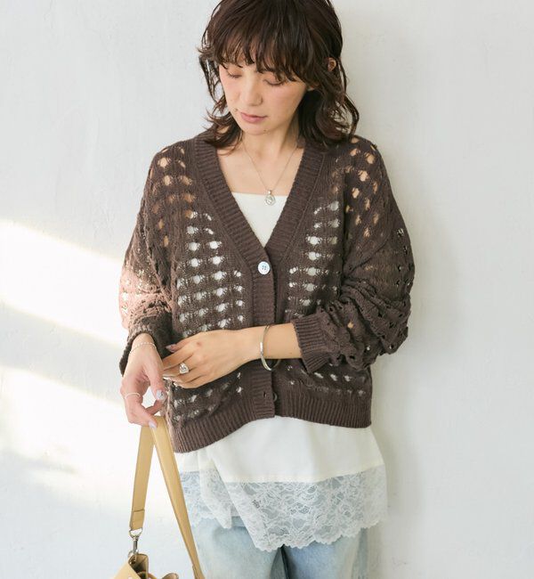  「予約【夏まで使える】透かし編みカーディガン」|カーディガン|