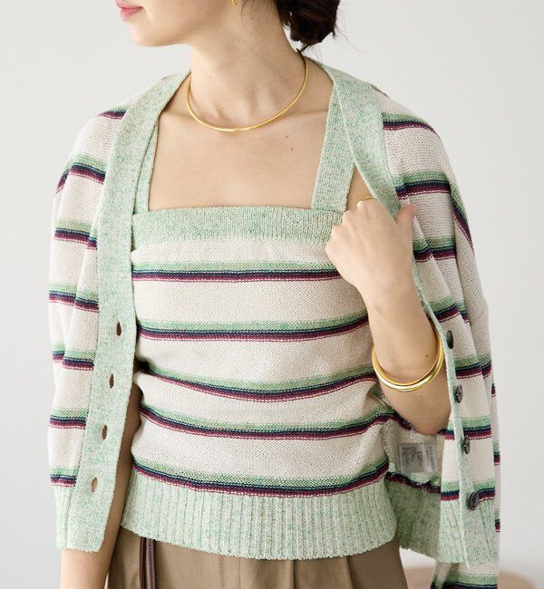  「予約【アンサンブル着用可能】マルチボーダーニットキャミ」|ニット・セーター|