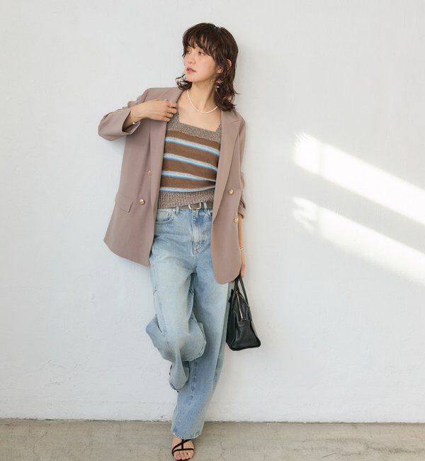  「予約【アンサンブル着用可能】マルチボーダーニットキャミ」|ニット・セーター|