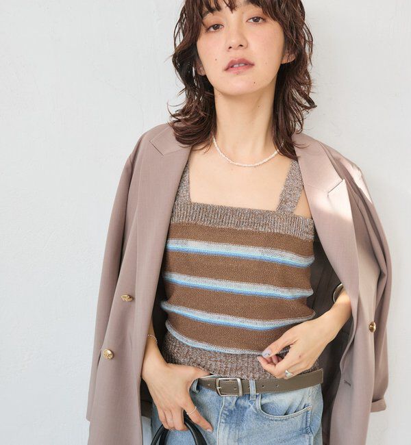  「予約【アンサンブル着用可能】マルチボーダーニットキャミ」|ニット・セーター|