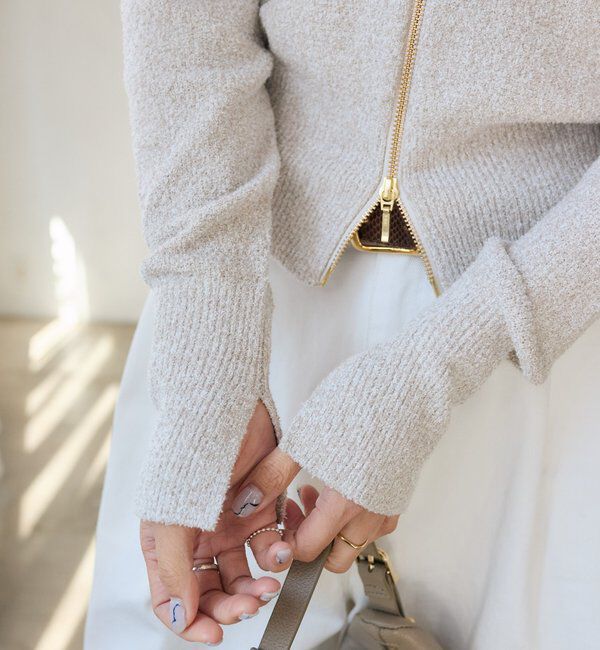  「予約【大人のこなれ感】メランジブークレーZIPニット」|カーディガン|