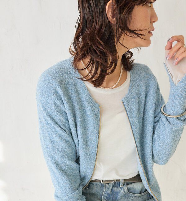  「予約【大人のこなれ感】メランジブークレーZIPニット」|カーディガン|