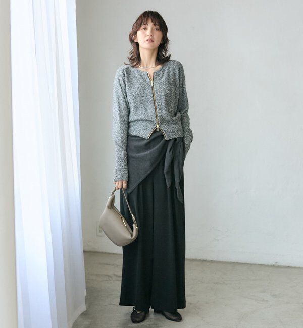  「予約【大人のこなれ感】メランジブークレーZIPニット」|カーディガン|
