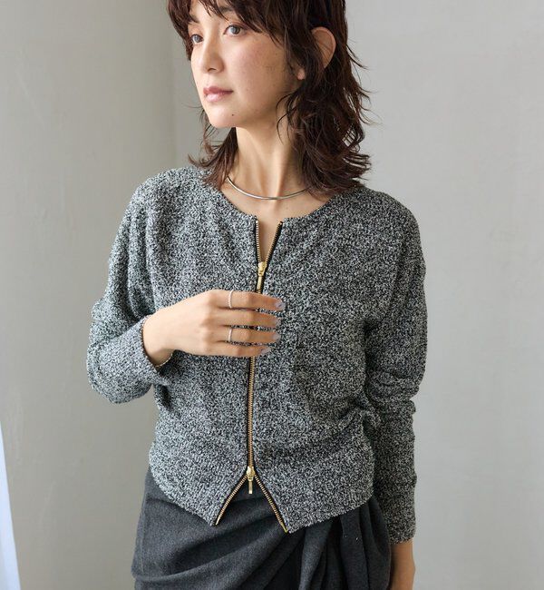  「予約【大人のこなれ感】メランジブークレーZIPニット」|カーディガン|
