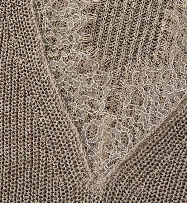  「予約【トレンド感抜群】ペーパーヤーンレース衿ニット」|ニット・セーター|